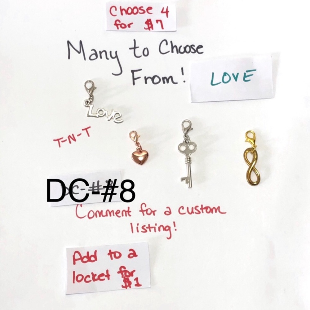 DC-#8.  4X Birthstones Locket Dangle Charms